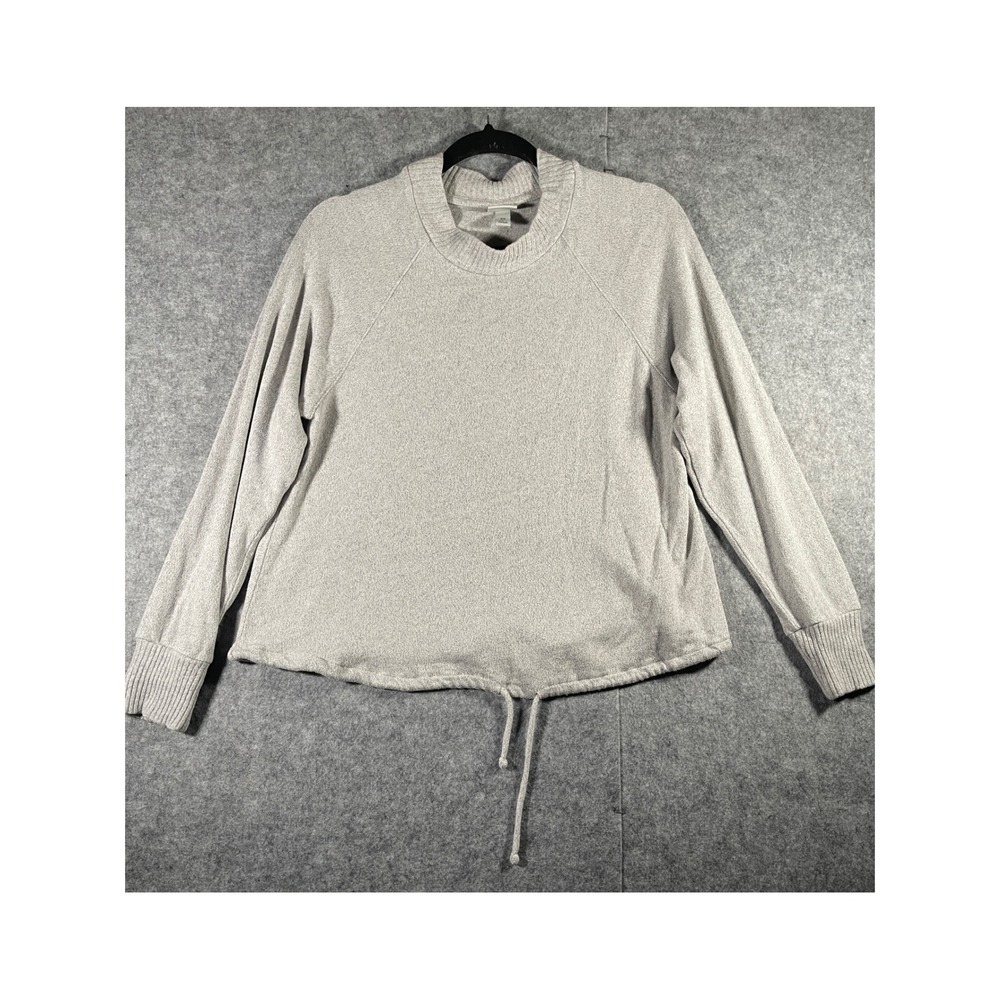 A New Day Womens Gray Raglan Sleeve Drawstring Hem Pullover Top Mock Neck XS
